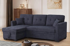 L Shaped Sectional Sleeper Sofa Couch with Pull Out Bed ,3 Seater Convertible Sectional Sofabed W/Reversible Chaise & Tufted Back Cushion ,Reversible Pullout Sofa Couch Bed for Living Room Office
