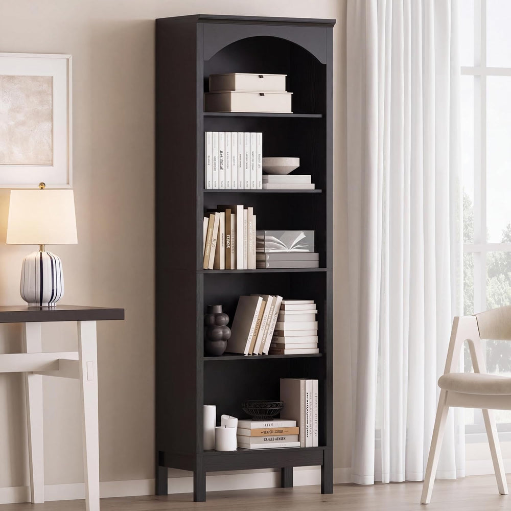 Arched Bookshelf,5 Tier Tall Bookcase with Adjustable Shelves for Storage