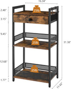 FAVOOSTY Bathroom Ladder Shelf, 3-Tier Bathroom Floor Storage Shelf with Drawer, Freestanding Towel Shelf, Bookcase End Table Open Shelving Unit for Living Room,Balcony, Rustic Brown