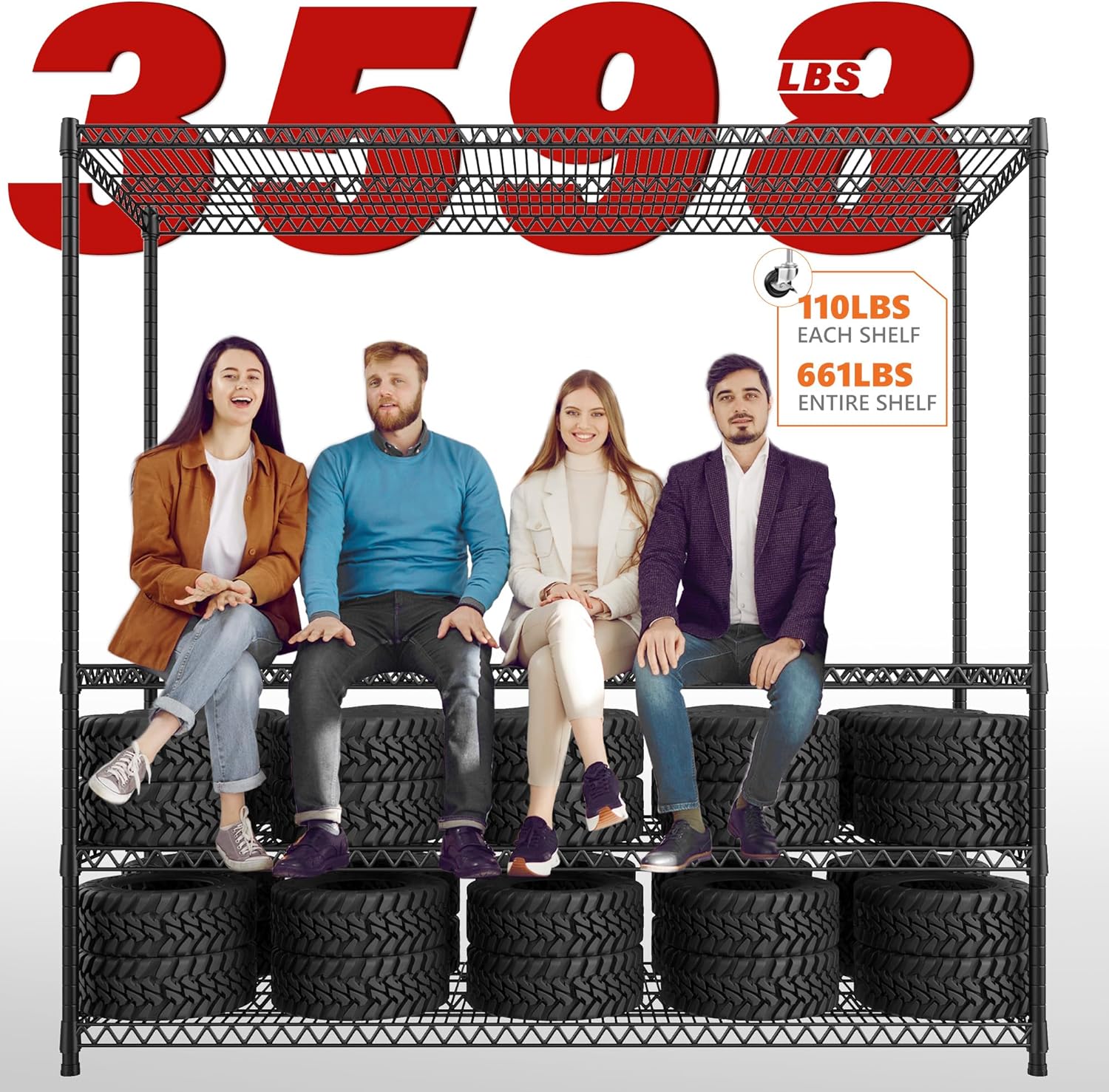 REIBII 82.6" H*60''W*17.7" D Steel Heavy Duty Wire Shelving with Wheels, 6-Tier Adjustable Storage Shelves 3598LBS Commercial Metal Shelves for Pantry, Garage, College Dorm School Industrial Shelving