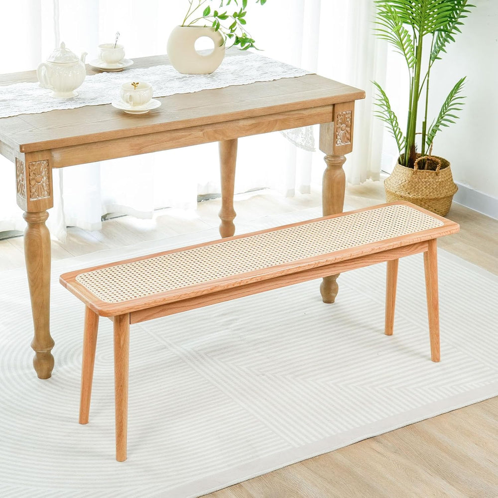 Entryway Bench, Solid Wood Kitchen Dining Bench, Mid Century Modern End of Be...