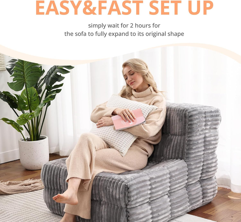 Hybrid Bean Bag Beanbag Chair for Adults Fireside Floor Togo Sofa with High D...