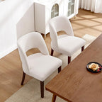 Dining Chair Set of 3,Modern Dining Room Chairs with Thick Cushions,Upholstered Linen Fabric Kitchen Chairs for Kitchen Dining Room Beige