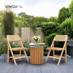 VINGLI 2 Pack Rattan Wooden Folding Chair, Dining Folding Chair with 360° Swivel Backrest, Sturdy Rubberwood Frame and Rattan Woven Seat and Back, Natural Color, Set of 2