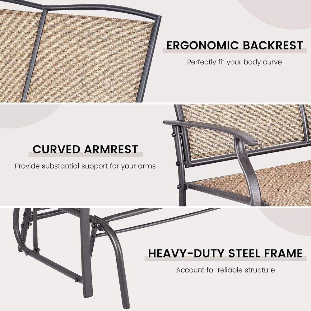 GIANTEX Patio Glider Benches for Outside, Swing Glider Chair w/Steel Frame | ...