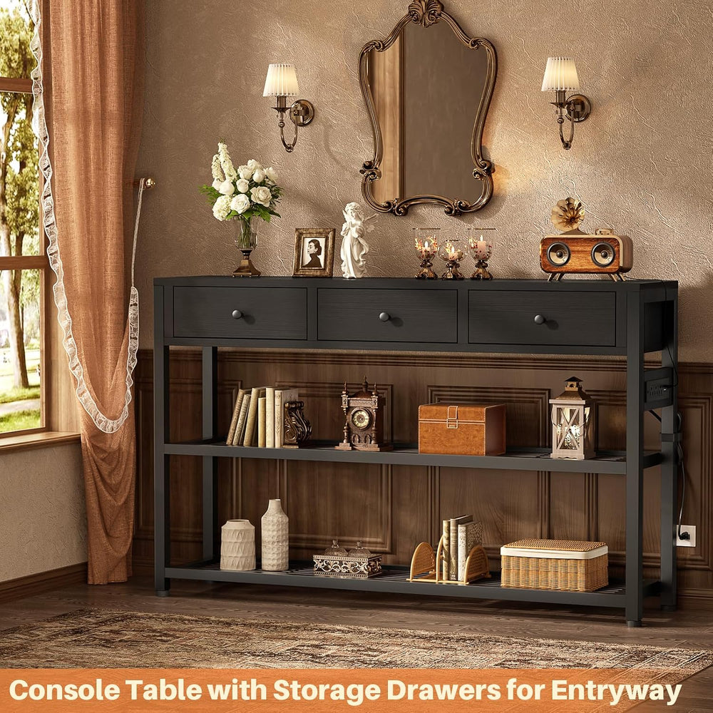 Ecopriso 47'' Entryway Table with Outlets and USB Ports, Console Tabl...