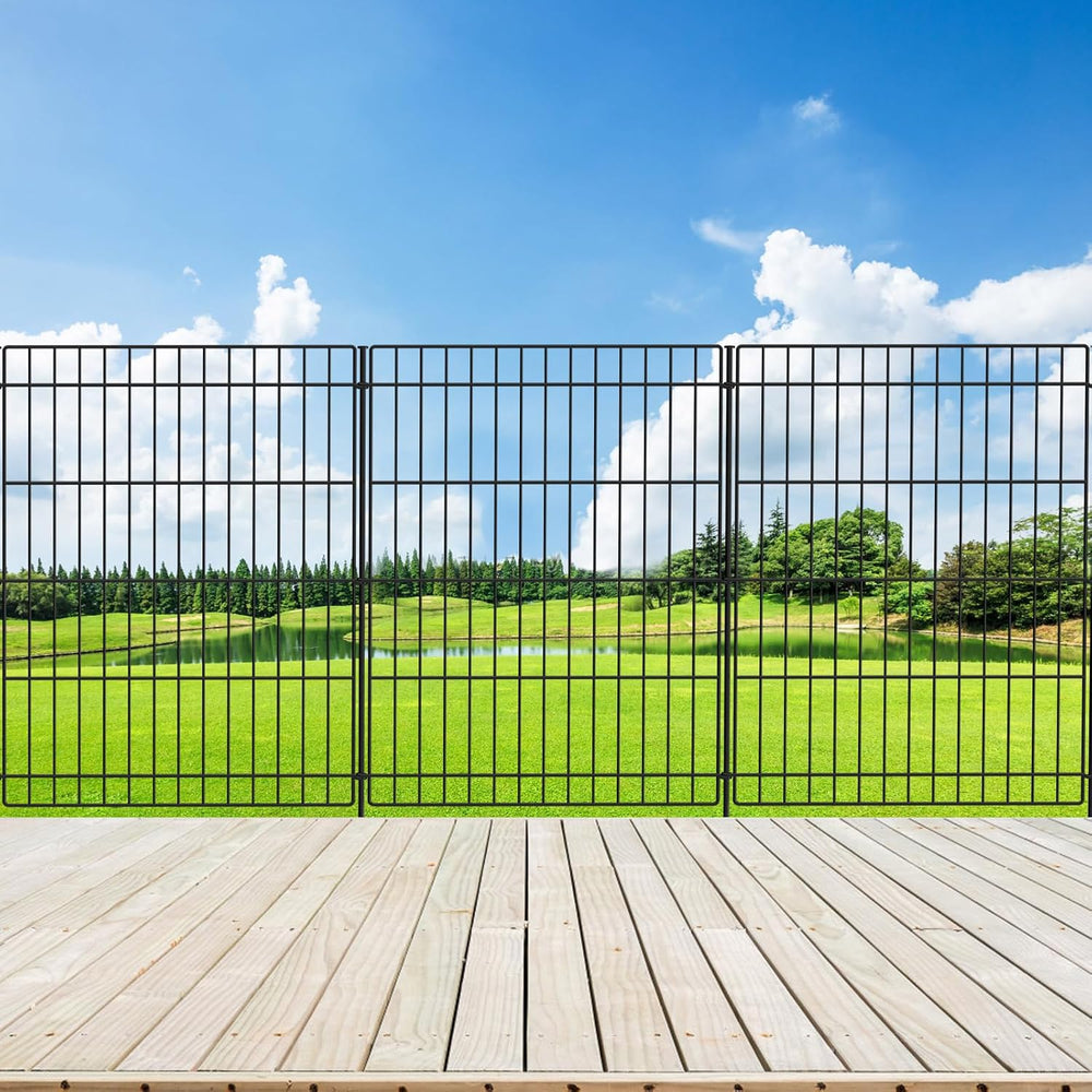 INJOPEXI Garden Fence 6 Panels 11.8ft (L)×30in (H) Decorative Garden Fences w...