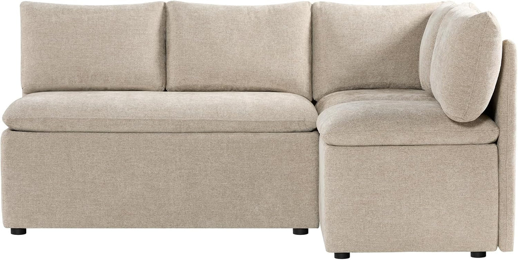 CHITA Breakfast Nook Bench with Storage, Banquette Seating, 4 Seats, Khaki | L Shaped Corner Dining Bench for Kitchen & Dining Room, Modular Upholstered Fabric Seating with Back