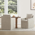 Upholstered Dining Chairs Set of 2, Washable Cover Modren Deskchair with 4 Casters & Hidden Storage for Dining Room, Living Room, Home Office, Sand, 2 Box