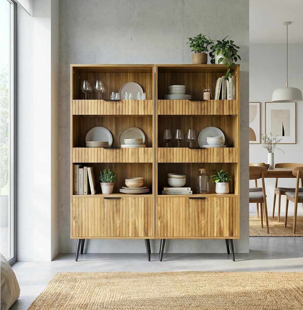 Bathroom Storage Cabinet Set of 2, 47.2" Wide 5-Tier Freestanding Pantry...