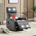 Manual Swivel Rocker Recliner Chair for Adults, Overstuffed Reclining Glider Chair for Nursing with Vibration Massage & Heat, Living Room Rocking Recliner 2-Stage backrest, Faux Leather Gray