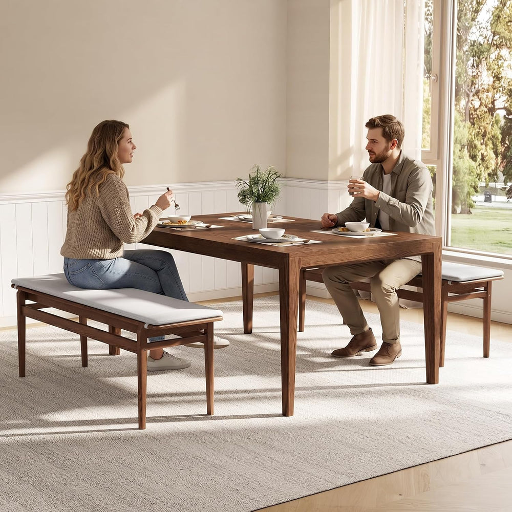 Solid Wood Dining Bench 55'’ Indoor End of Bed Upholstered Bench for Entr...