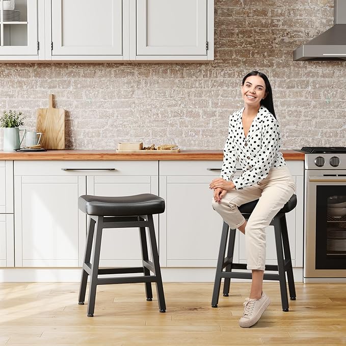 Counter Height Bar Stools Set of 2, 24 Inch Barstools for Kitchen Counter, Ki...