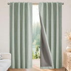 Joydeco Blackout Curtains for Bedroom - 100% Light Blocking 2 Panels Sage Green Drapes 100"W x 120"L, Thermal Insulated Room Darkening Curtains, Linen Textured for Living Room, Rod Pocket & Back Tabs