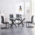 AZmac Modern Leather Dining Chairs Set of 8,Armless Kitchen Chairs,Dining Room Chairs with Upholstered Padded Seat and Sturdy Black Legs for Dining Room,Kitchen (Set of 8, Black-Black Leg)