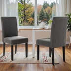 Furmax Ergonomic Dining Chairs Set of 2, Upholstered Fabric Dinning Room Chairs, Velvet Kitchen Chairs with Adjustable Wood Legs for Kitchen Living Room (Velvet Grey, 2)
