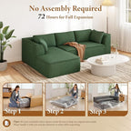 Vesgantti 106" Cloud Couch Sectional Modular Sofa, Deep Seat Comfy Cloud Couch Chenille Memory Foam Sofa Modular Couches for Living Room Bedroom, No Assembly Required (Green, Left-Facing Chaise)