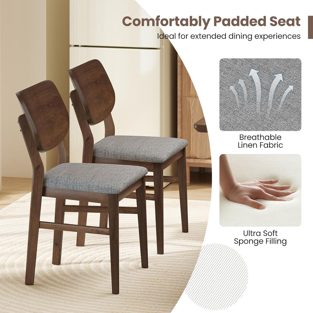 Giantex Wooden Dining Chairs Set of 4, Farmhouse Upholstered Kitchen Chairs w...