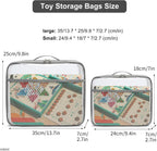 4 Pack Clear PVC Waterproof Toy Storage Bags with Name Tag Pockets - Zippered Organizer for 2x4 Building Blocks, Puzzles, Travel Toiletries, Kids Room Organization (Gray, Small)