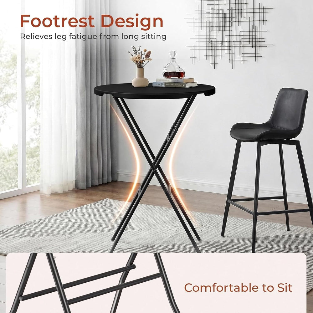 TLSUNNY 4Pcs 32" Folding Round Cocktail Table, High Top Bar Table, Black...