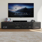 POVISON Full Assembled Mid Century Modern TV Stand, 95'' Wood Slatted TV Media Console for 85+ inch TV, Entertainment Center with Storage for Living Room Bedroom
