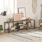 HOOBRO TV Stand with Power Outlets to 75 Inches, TV Console Table with Open Storage Shelves Cabinet, Industrial Media Entertainment Center for Living Room Bedroom, Rustic Brown and Black BF80DS01