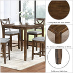 Dining Table Set for 4, Modern 5 Piece Dining Room Table Set with Square Table & 4 X-Shaped Backrest Upholstered Chairs, Counter Height Kitchen Chairs Set for Small Space, Walnut