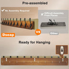Dseap Coat Rack Wall - Heavy-Duty 38-1/4" Long, with Reinforced 10 Custom Tri-Hooks, Solid Wood Wall Hanger for Coats Hat Jackets - Rustic Farmhouse Entryway Hallway Storage, White & Black