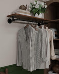 Clothes Rack 36in, Wall Mounted Garment Rack with Real Wood Shelf, Heavy Duty Hanging Clothes Rack, Multi-Purpose Hanging Rod, Space-Saving Closet Storage