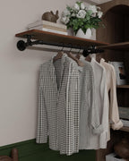 Clothes Rack 36in, Wall Mounted Garment Rack with Real Wood Shelf, Heavy Duty Hanging Clothes Rack, Multi-Purpose Hanging Rod, Space-Saving Closet Storage