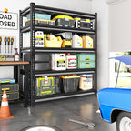 48" W Garage Shelving Heavy Duty，2500LBS Loads Metal Shelving Units and Storage,5-Tier Garage Storage Shelves Heavy Duty, Industrial Utility Shelves,48”W x 18”D x 78”H(Black)