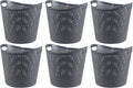 Kiddream 6 Pack Plastic Laundry Clothes Hamper Baskets, Large Storage Baskets for Organizing, 30 Liters Capacity, Dark Grey