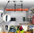 Hikeen Ceiling Hoist for Cargo Box, Heavy Duty Garage Storage Lift Pulley System Holds Up to 150 lbs Capacity, Fits 10-14 Foot Tall Garage Ceilings
