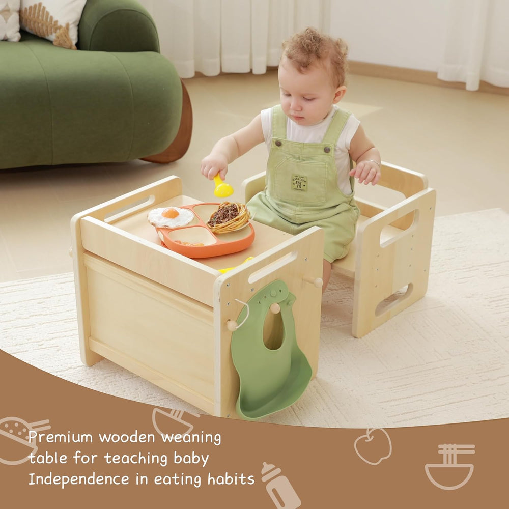bpmfkid Montessori Weaning Table and Chair Set - Adjustable Design for Toddle...