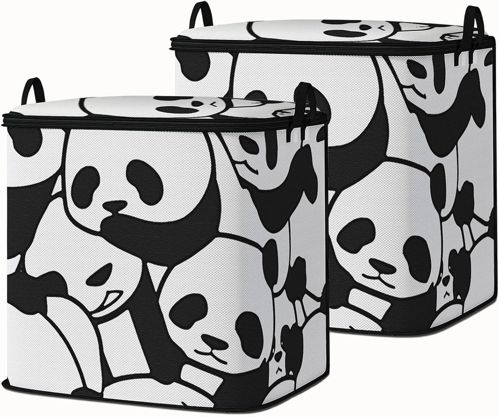 Large Comforter Storage Bag with Zipper,Closet Organizer for Clothes/Blankets/Quilts/Pillows,Fabric Storage Bags with Portable Handles 95L(2-Pack)