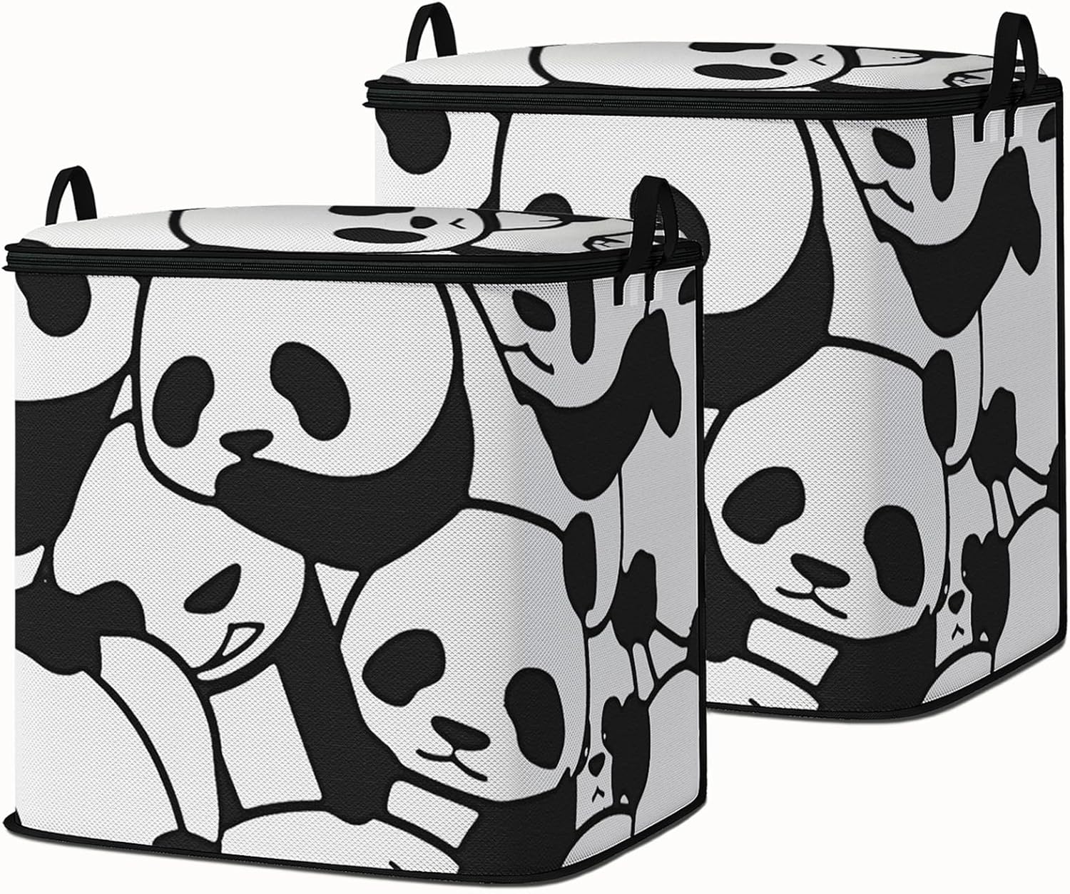 Large Comforter Storage Bag with Zipper,Closet Organizer for Clothes/Blankets/Quilts/Pillows,Fabric Storage Bags with Portable Handles 95L(2-Pack)