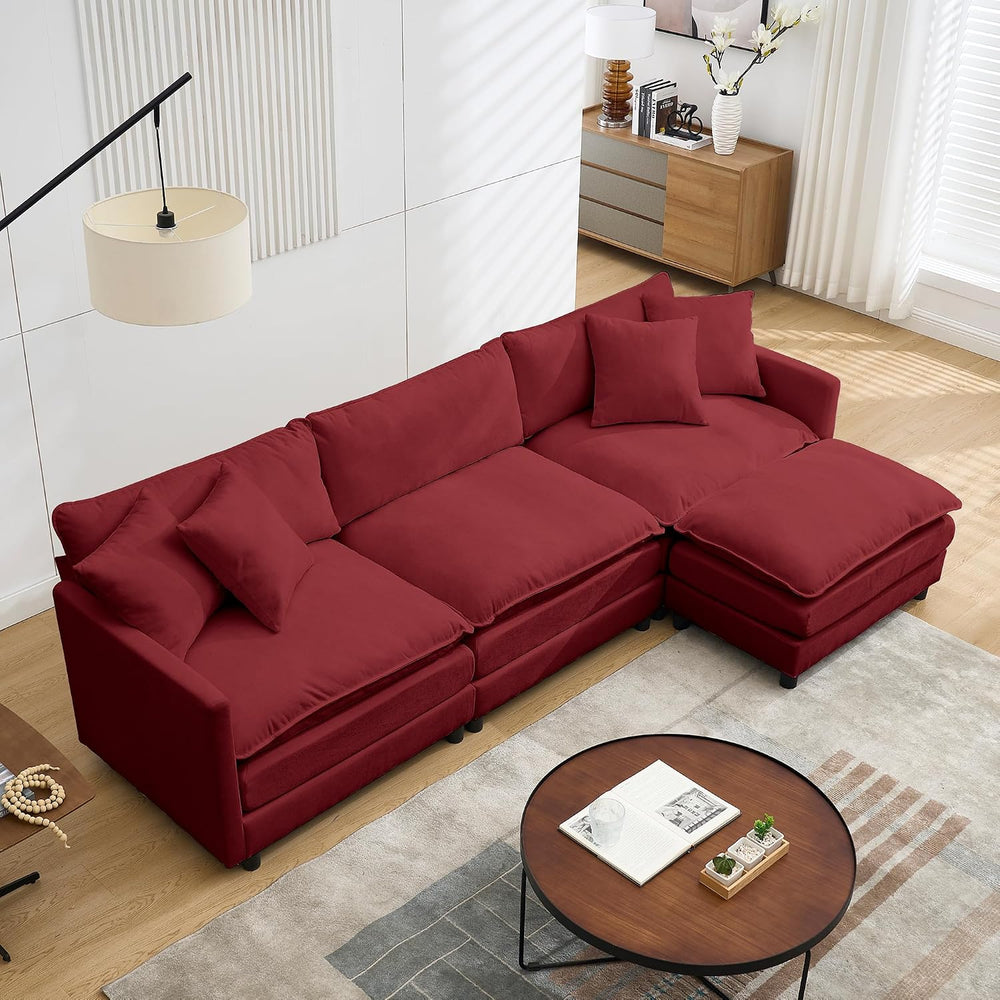 108.27" Modular Sectional Sofa, 4 Seat L Shaped Couch with Chaise | Deep...