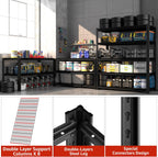 55.12" W Father&I 5-Shelf Industrial Adjustable Heavy-Dudy Tall Metal Garage Storage Shelves Shelving Units/Steel Wire Rack System (Commercial) for Basement/Shop, 84" H*55.12" W*24" D*, Black