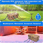 Hrensaw Medium Outdoor Electrical Box(10.6x5.5x4.5inch),Weatherproof Connection Box w/6 Cable Entry,IP54 Waterproof Extension Cord Cover Protect Power Strip,Timer,Plug,Holiday Lights,Brown
