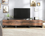WAMPAT 3-in-1 Modern TV Stand for Up to 110 Inch TVs, Large Wood Entertainment Center Media Console with Storage Cabinets and Metal Base for Living Room, Brown