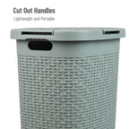 Mind Reader Slim Laundry Hamper with Lid, 60L Clothes Basket, Premium Wicker Design, Plastic, Mint