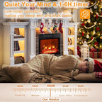 Naice 72" Electric Fireplace with Mantel and Cabinets, LED Light Fireplace TV Stand for TVs up to 80", 3D Realistic Flame Heater with Stacked Stone Surround for Living Room