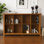 SIMPLIHOME Acadian Console Table - 57 Inch Wide Solid Wood 8-Cube Storage Sofa Table in Light Golden Brown, Storage Unit for Living Room or Bedroom with Grooved Side Panels and Tapered Legs