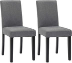 LSSPAID Dining Chairs Set of 2, Modern Stylish Fabric Upholstered Parson Chair, Dining Room Chairs with Solid Wood Legs for Kitchen Living Room, Grey