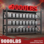 9000LBS Storage Shelves, 75" W Garage Shelving Heavy Duty Metal Adjustable Garage Shelves, Shelving Units Industrial Shelving for Warehouse, 75" W x 24" D x 70" H, Black
