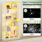 Lamtor 69-inch Glass Display Cabinet – Curio Cabinet with RGB LED Lights, Adjustable Shelves & Anti-Tip Design for Collectibles, Figures, Living Room | White