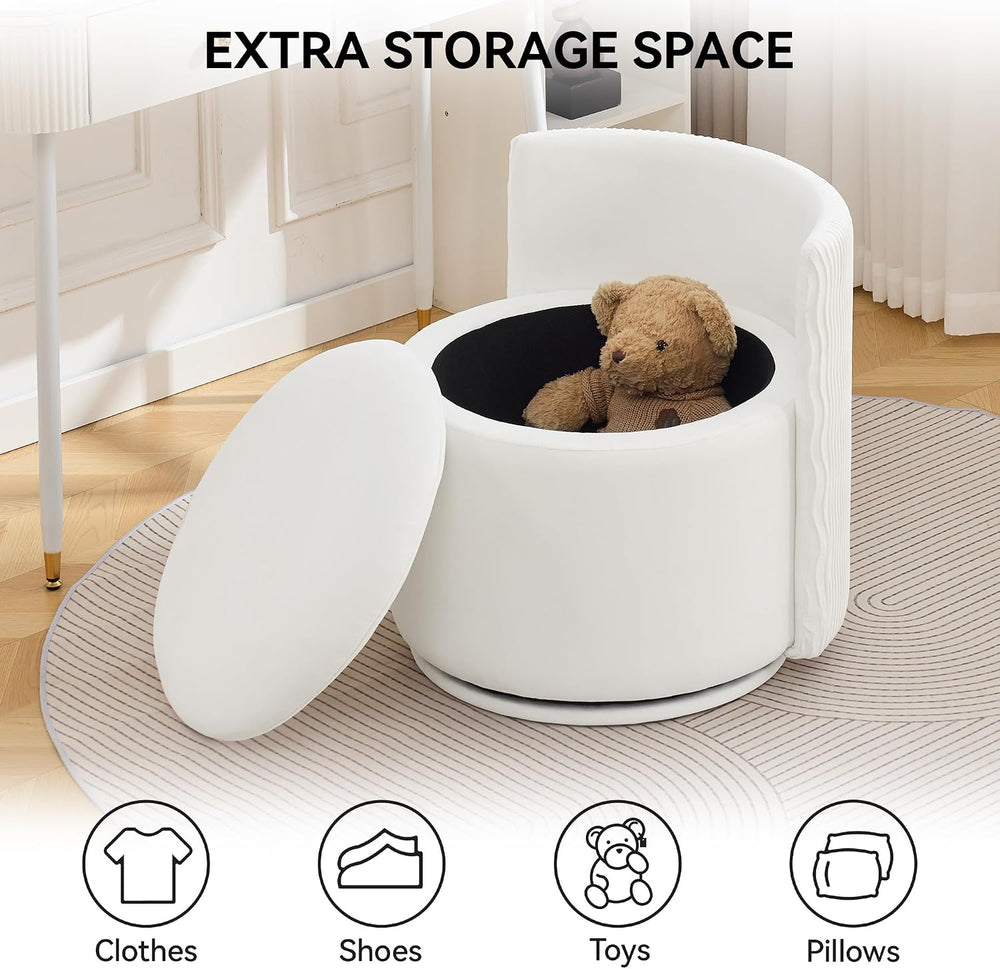 WUTUTUEE Large Velvet Vanity Chair with Storage, 360° Swivel Makeup Chair wit...
