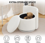 WUTUTUEE Large Velvet Vanity Chair with Storage, 360° Swivel Makeup Chair with Wave Back, No Assembly Small Accent Stool for Bedroom, Dressing, Living Room, White