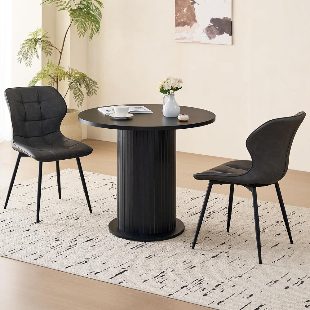 31.5" Round Dining Table for 2, Modern Small Pedestal Kitchen Table, Spa...