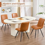 Dining Chairs Set of 2, Modern Dining Chairs with Thick Cushions, PU Leather Upholstered Kitchen Dining Room Chairs with Metal Legs for Dining Living Room (Caramel)